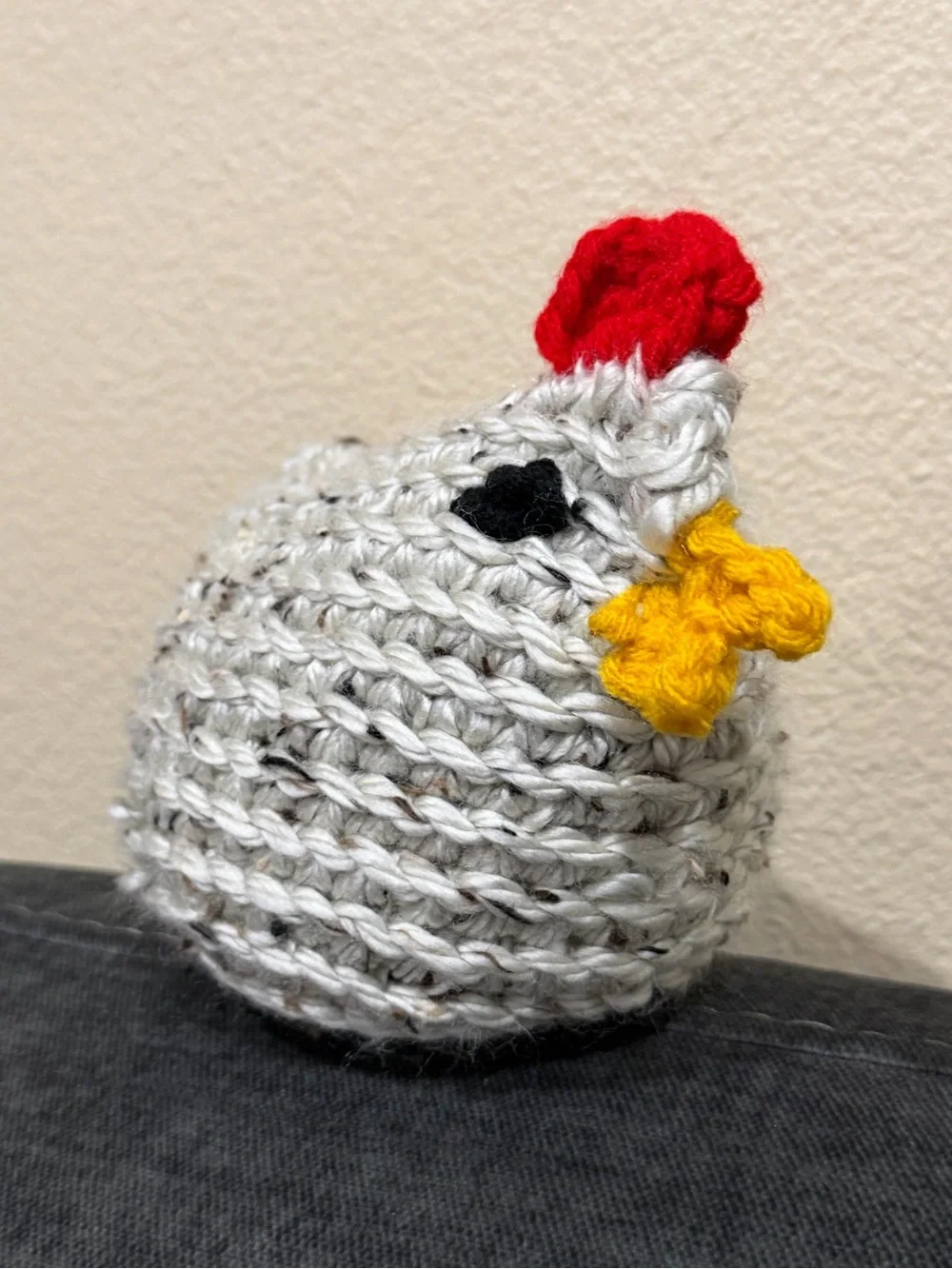 Handmade Cream Crochet Chicken Plush - Kids Accessory